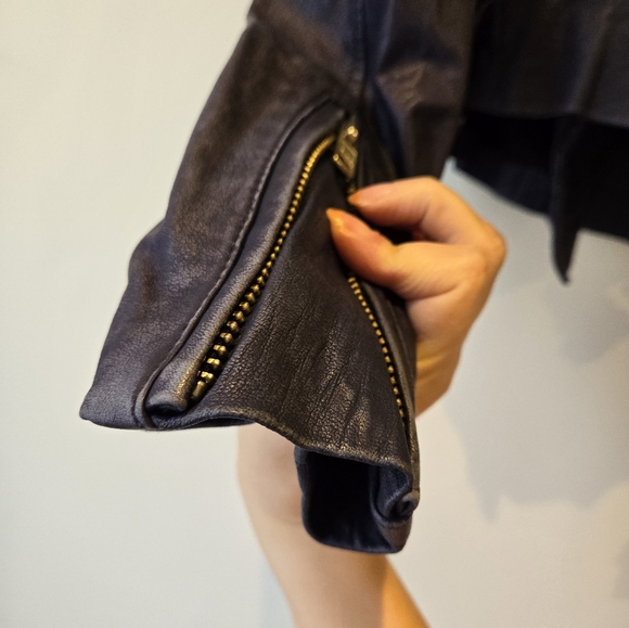 Iro Paris Blue Leather Moto Jacket Size Italian 40 - Picture 16 of 16